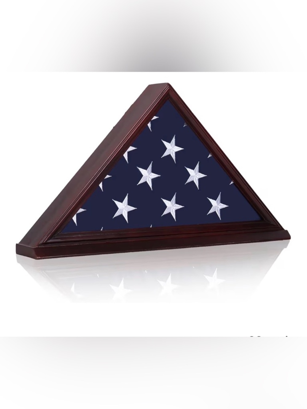$60 Triangular Flag Display Case - Walnut Frame - Picture 2 of 6
